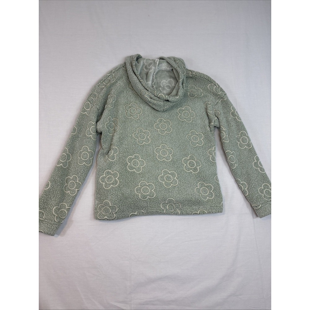 NO BOUNDARIES Pullover Hoodie Women/Jr Sz S 3-5 Green Flower Fleece Cinch-Waist - Picture 3 of 16